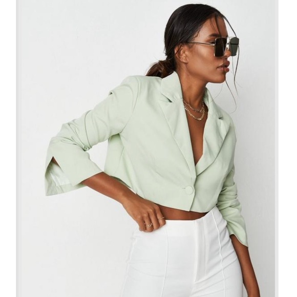green co ord cropped tailored blazer - Picture 1 of 1